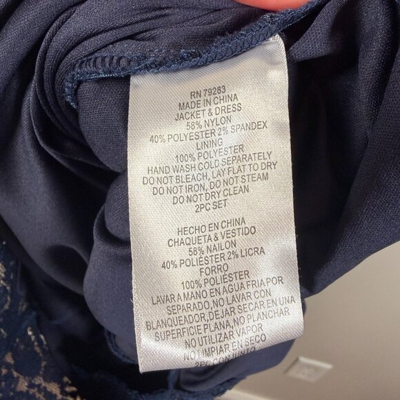 Alex Evenings Dress Jacket Size 8 Petite Navy Blue Sequin Lace Formal Wedding - Picture 11 of 11